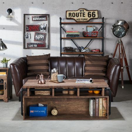 Industrial Style Pipe Compartment Coffee Table - Industrial Style Water Pipe Compartment Coffee Table